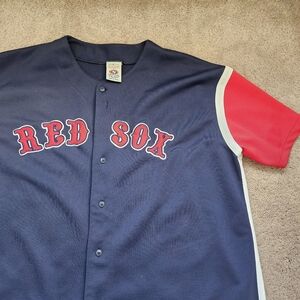 True Fan Boston Red Sox Mens XXL Jersey Game Day Shirt Blue Red Fenway Park